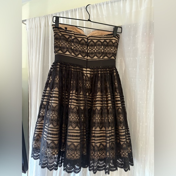 Bebe Black and Tan Strapless A-line Dress - Picture 4 of 5